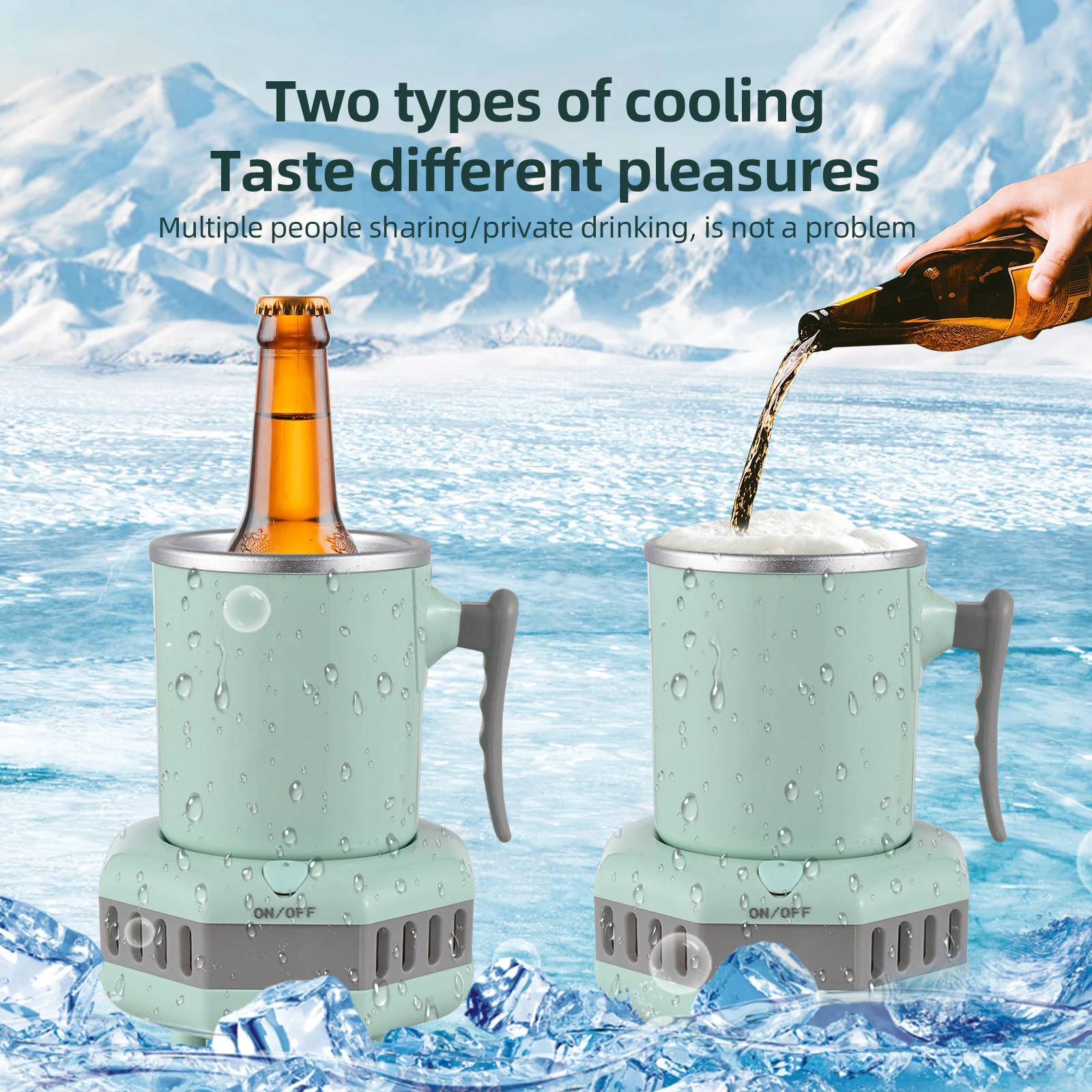 Aluminum Beverage Cooler and Mug Warmer with Handle 15oz Mini Electric Bottle Can Cooler Warmer for Coffee Beer Wine Juice Milk