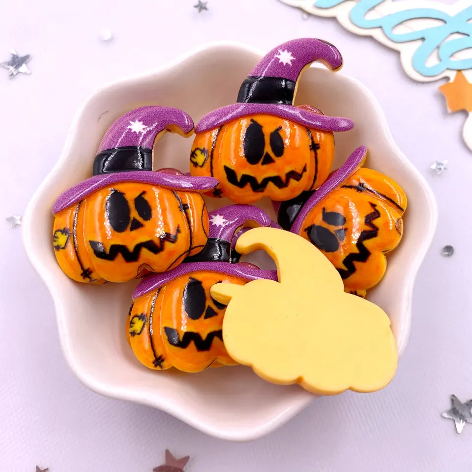100 Pcs Halloween Resin Charms - Gothic Pumpkin Skull Ghost Charms For Nails, DIY & Crafts