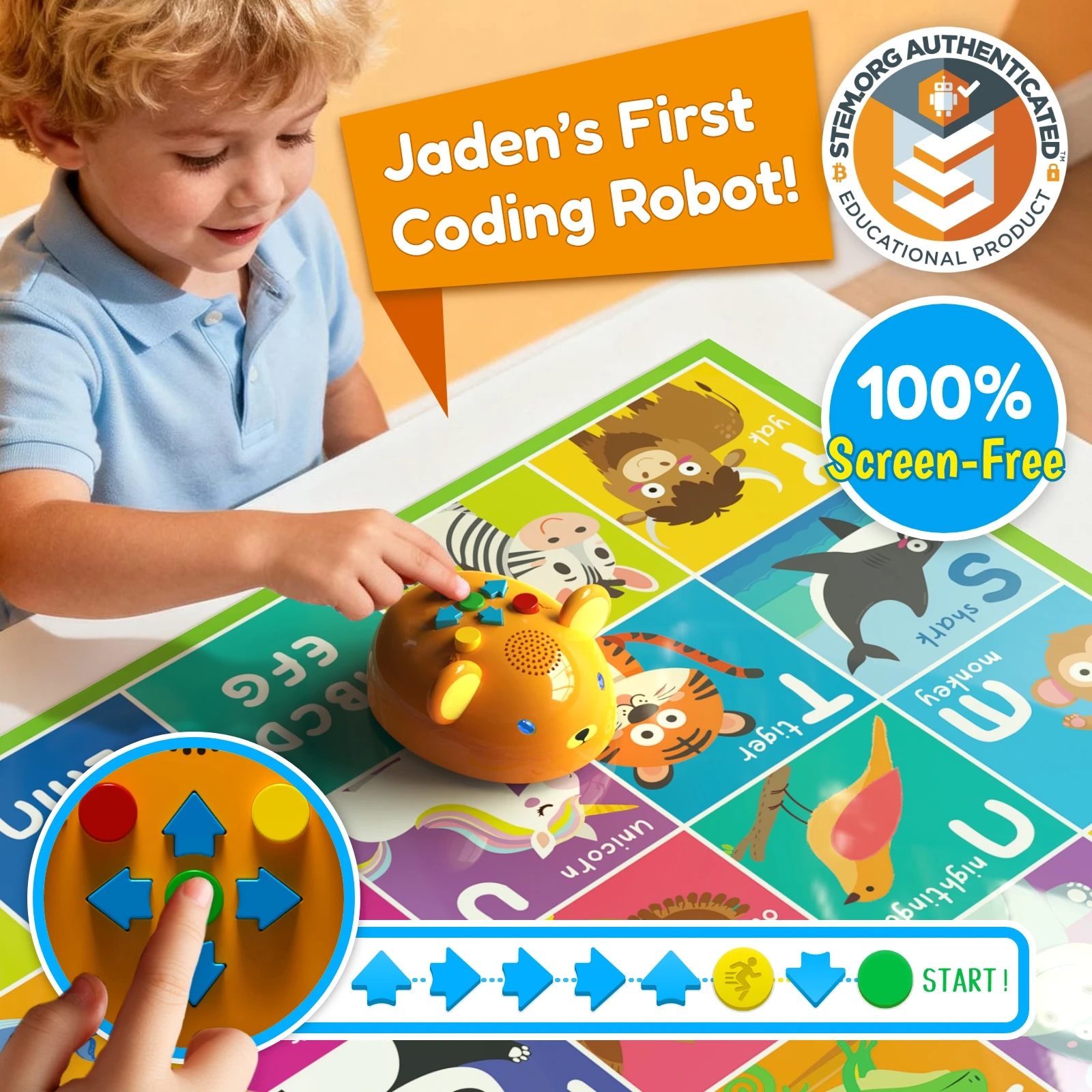 Apitor First Coding Robot Bear, Giocattolo STEM senza schermo con luci LED e suoni, Kit di apprendimento genitore-figlio, Regalo di compleanno per bambini dai 3 anni in su - immagine 2