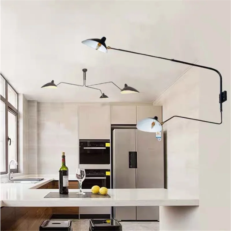 Industrial Dawn Spider Serge Mouille Wall Lamp with Swtich LED Designer Adjustable Swing Arm Wall Mounted Art Decor Home Loft 4