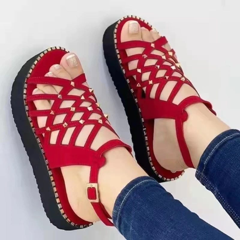 

2022 NEW Women Summer Sandals Sexy Cuts Out Peep Toe Women Beach Sandals Runway Party Dress Sandals Gladiator Sandals