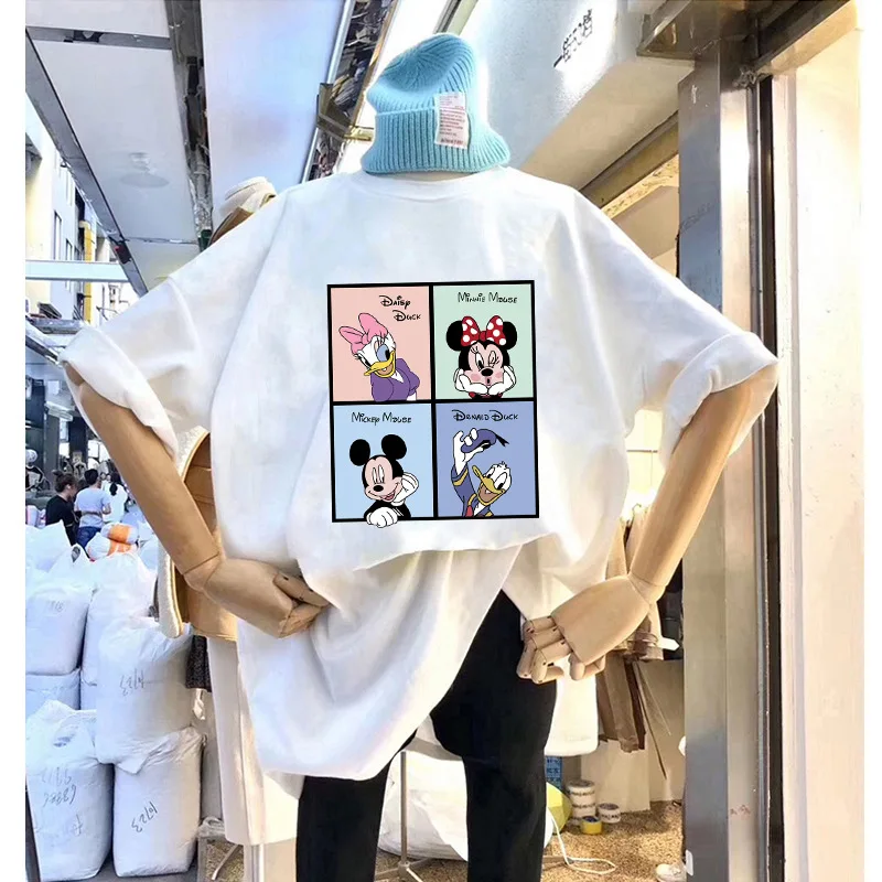 Disney T-shirt Mickey Donald Duck Print Cartoon T-shirt Women's Summer Loose Casual Fashion Mid-Length Large Size Short-sleeved 5