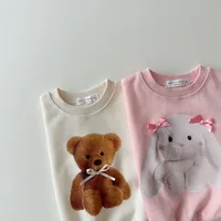 Spring New Baby Long Sleeve Cartoon Sweatshirt Infant Girl Cute Rabbit Print T Shirts Toddler Casual Versatile Tops Kids Clothes 4