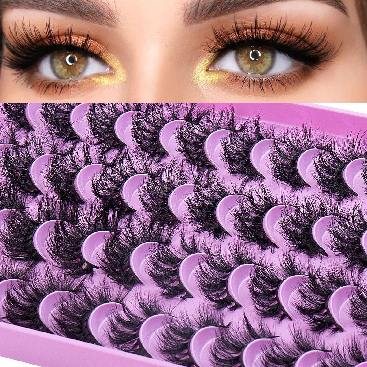 

20 Pairs Natural False Reusable Eyelashes 8D Faux Mink Lashes Beauty Fluffy Soft Cross Dramatic Volume Lashes Extension Makeup