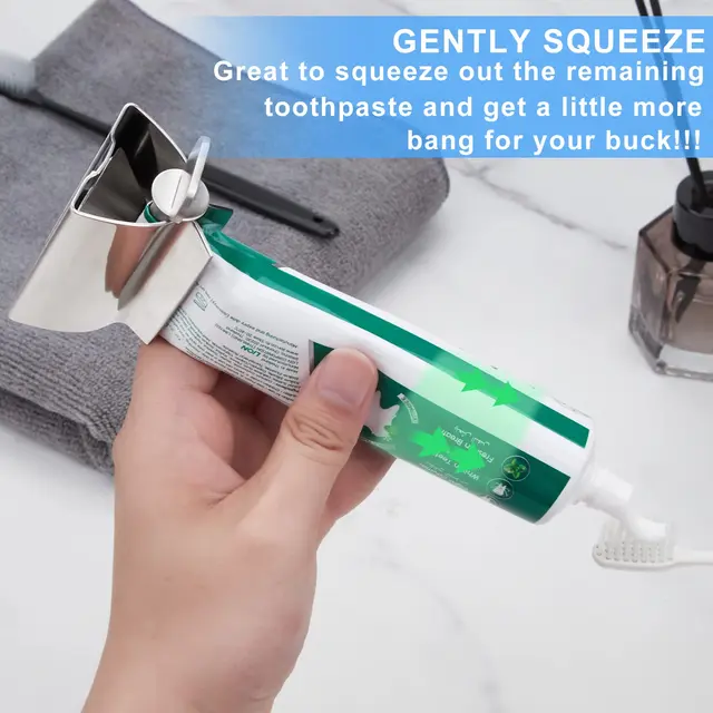 1pc Home Dentifricio Spremiagrumi Dispenser di dentifricio in acciaio inossidabile Semplice e pratico Contrasta una fine per rifiuti Accessori per il bagno 5