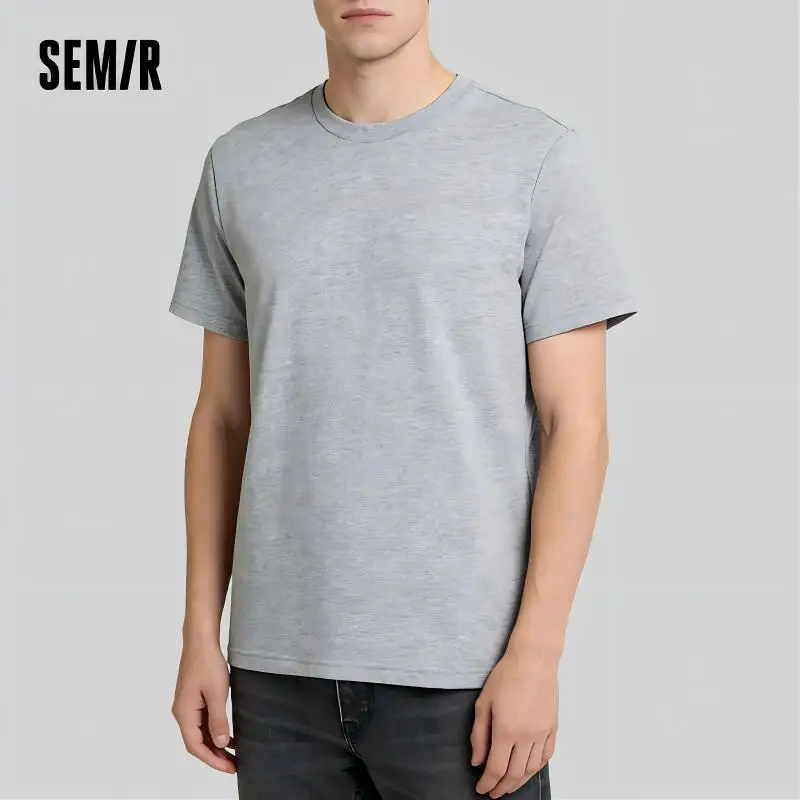 Semir 반팔 남성 티셔츠 코튼 2026 여름 신작 남성 의류 얇고 다재다능한 티셔츠 커플 솔리드 컬러 탑