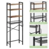 Over The Toilet Storage Shelf, 4-Tier Wooden Bathroom Organizer Adjustable Saver Space Rack with Toilet Paper Holder, Brown 2