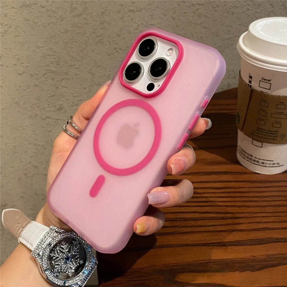 Matte Candy Magnetic Wireless Charging Transparent Case with Shockproof Protection