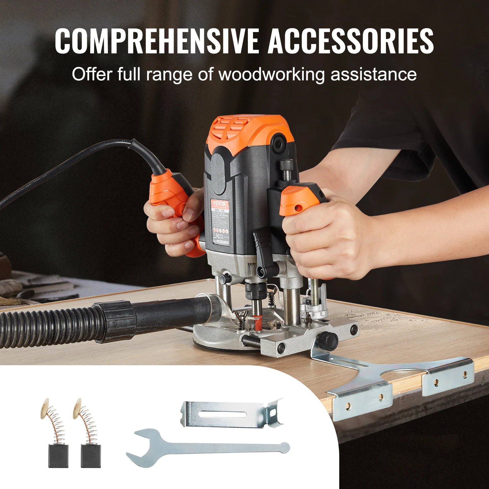 Plunge Router VEVOR 3-1/4 HP 120V Variable Speed Plunge Router for Woodworking