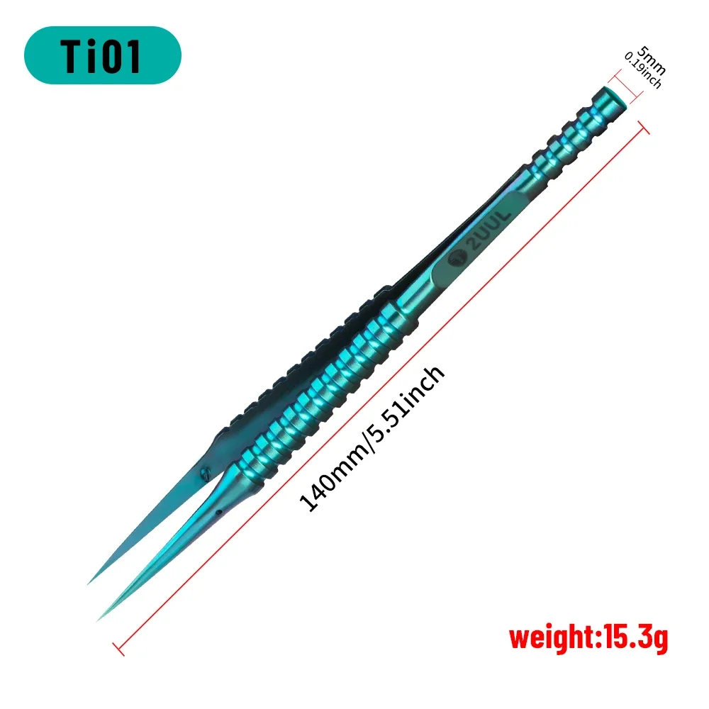 Titanium Alloy Precision Electronics Tweezers - Green