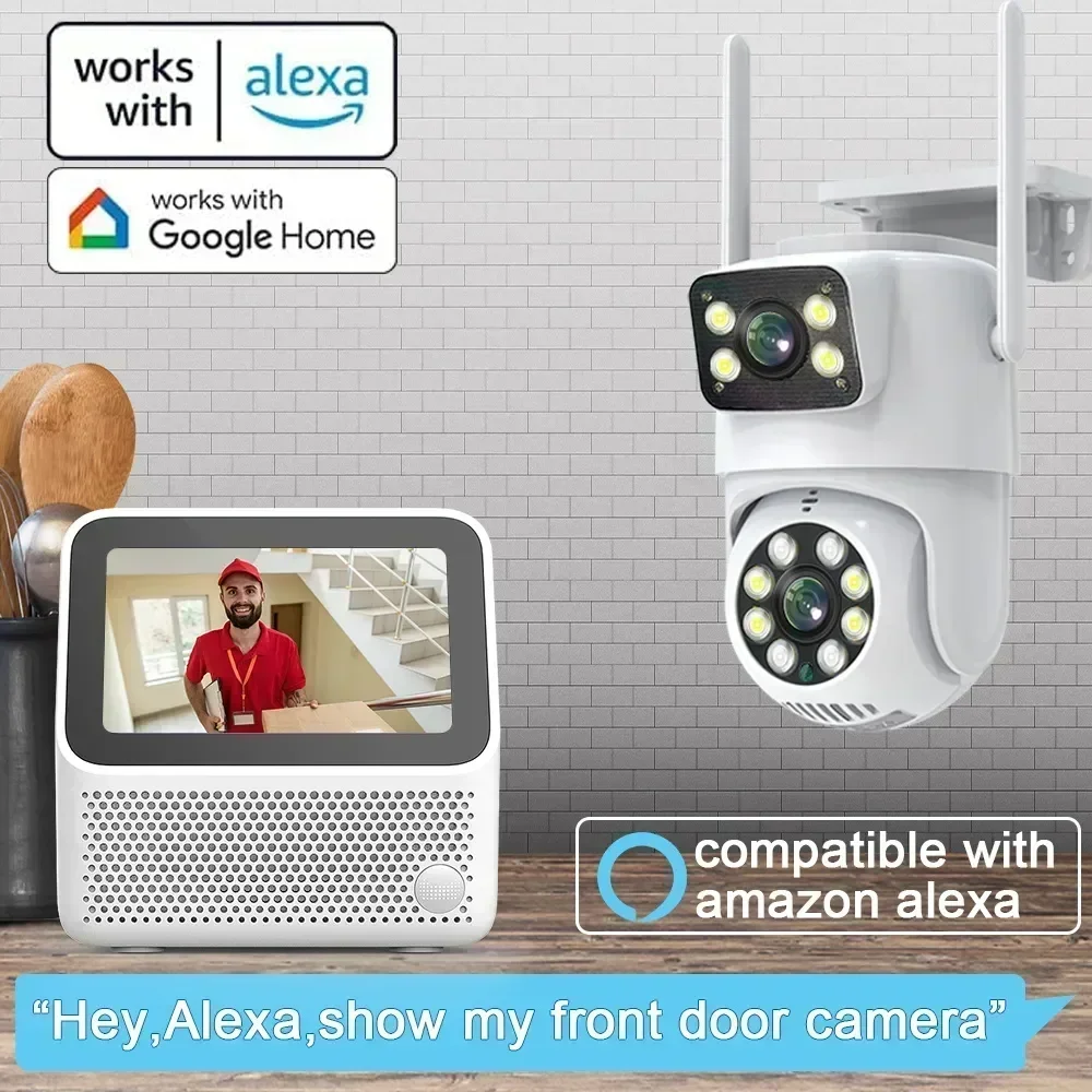 4K 8MP Tuya Dual Lens PTZ WIFI Camera Full HD Dual Screen Ai Human Auto Tracking Outdoor 4MP Security Video Surveillance Camera 6