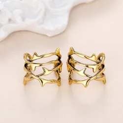 Huitan Thorn - Shaped Vintage Metal Cuff Earrings for Women - Versatile Non - Piercing Jewelry Trend (E2642)