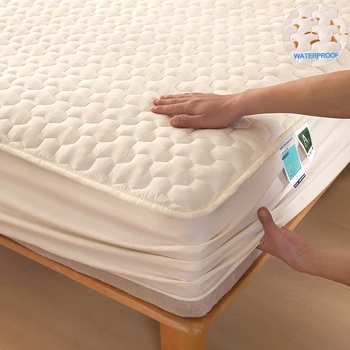 Housse de protection de matelas imperméable, 1 pièce, couleur unie, antimicrobienne hypoallergénique, silencieuse, convient à 5-28cm de profondeur 1