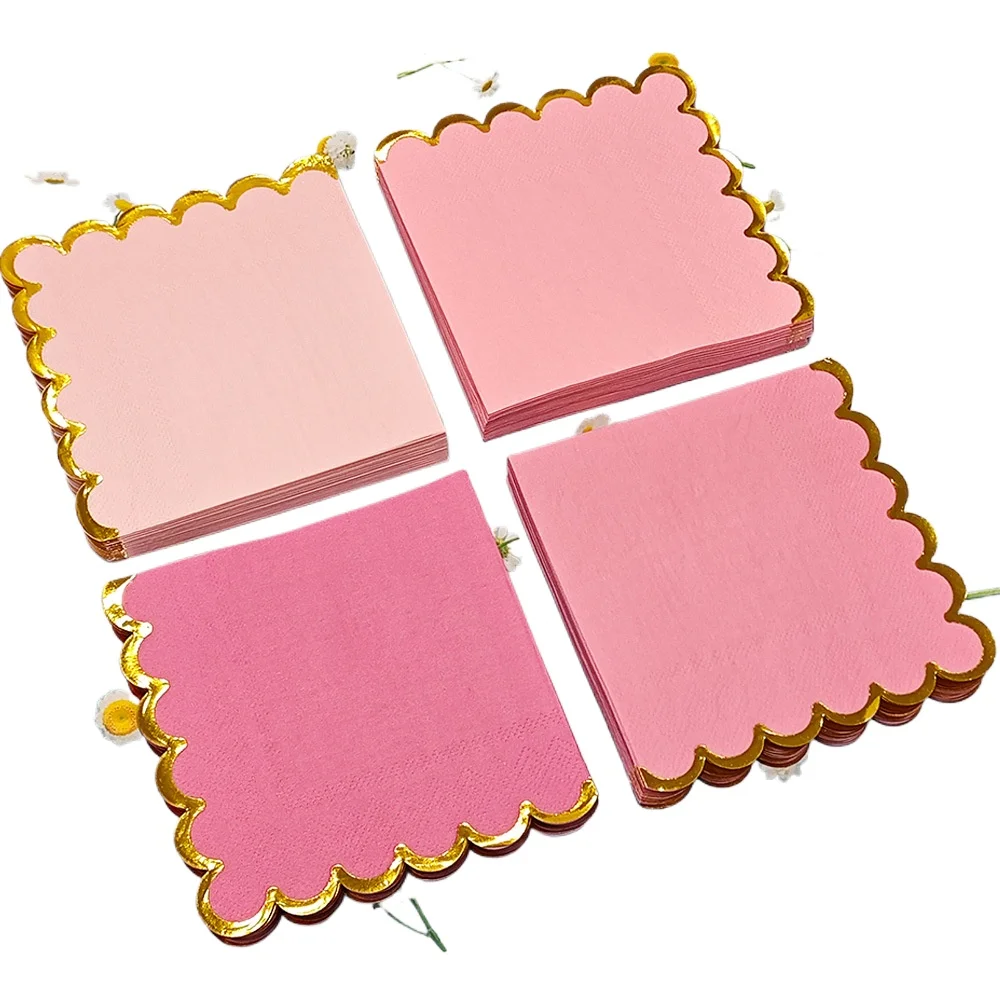 Paper Napkins 50Pcs Disposable Napkins Solid Color Lace Hot Stamping Square Handkerchief Holiday Party Birthday