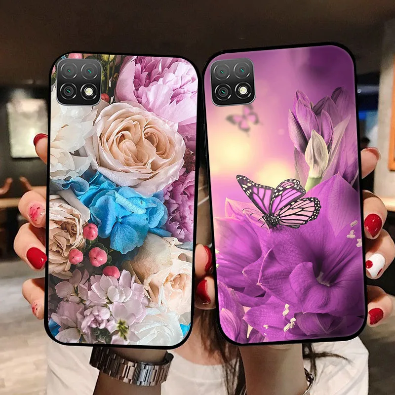 Elegant Black Soft TPU Silicone Protective Case - Lovely Painted Design