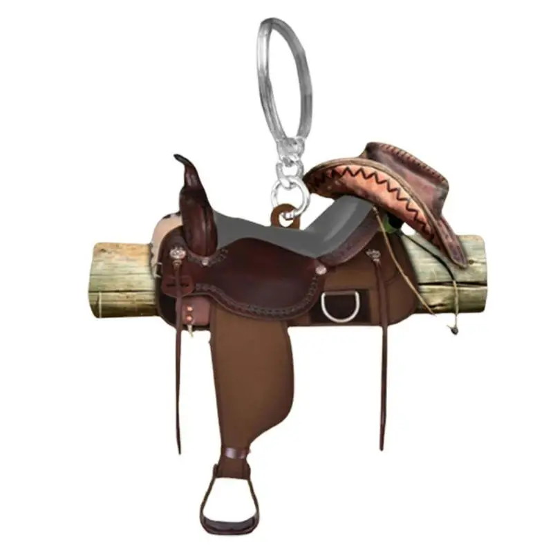 HorseSaddleKeychainAcrylicKeychainFlatSaddlePendantForHorses