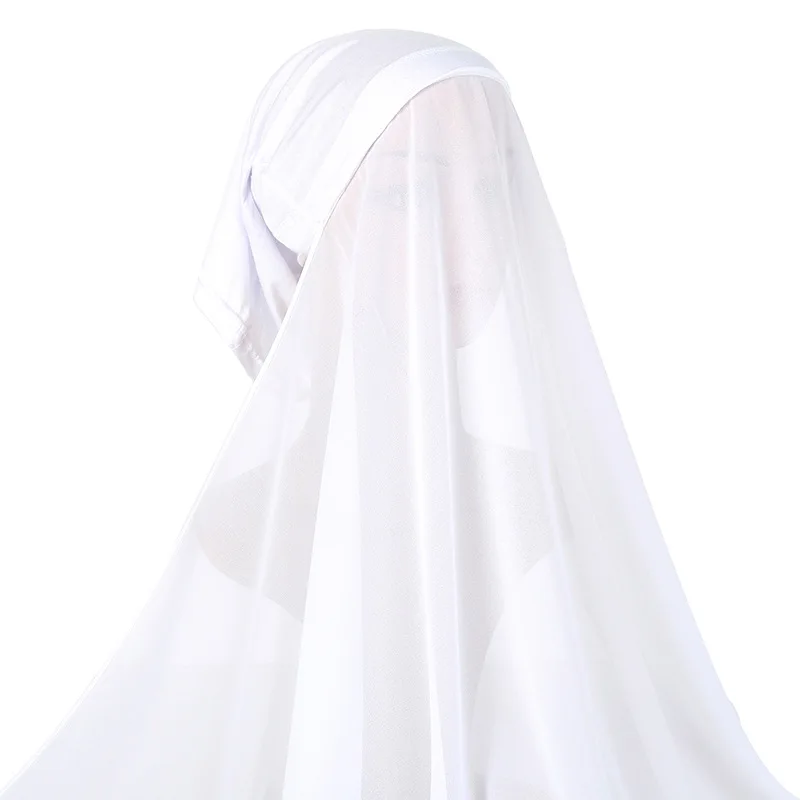 

Chiffon Hijab Scarf for Women Scarves Pearl Hijab Shawl Set Solid Color Islamic Bandana Eid Muslim Turban Plain Bubble New