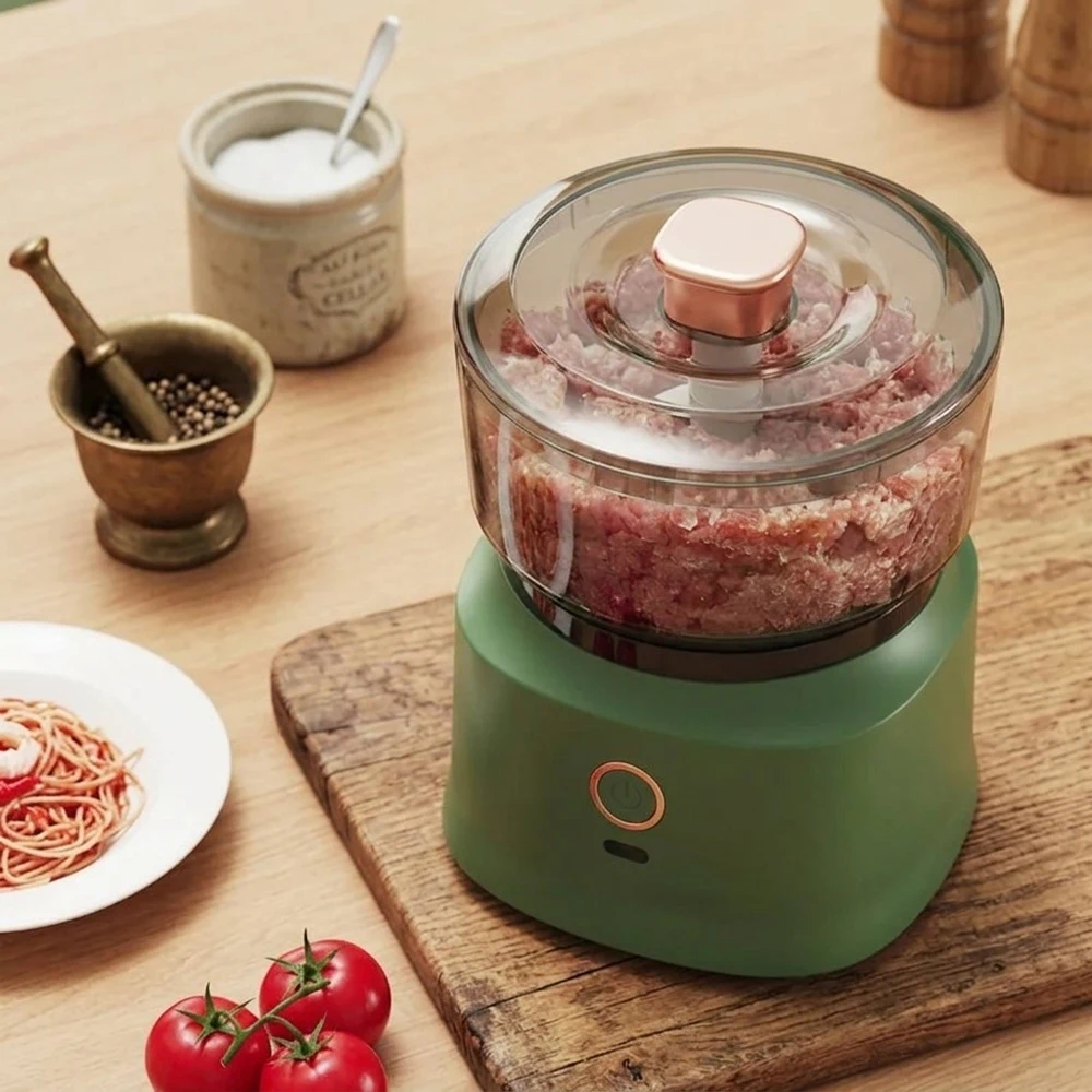 350ml Mini Wireless Electric Garlic Press Dual-purpose Food Processor USB Rechargeable Kitchen Food Shredder Meat Grinder Vegeta 1