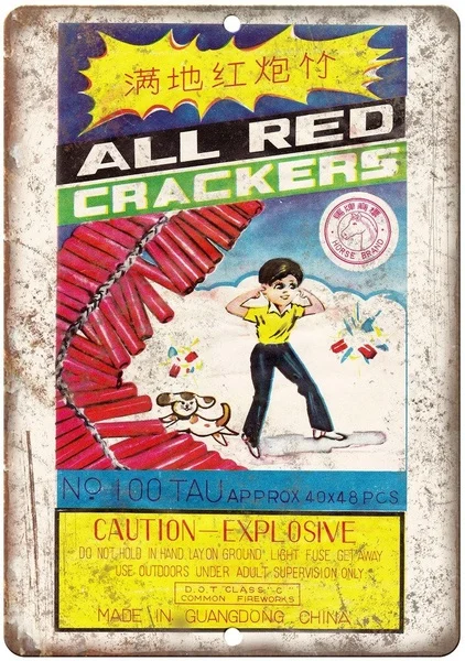 Tutti I Cracker Rossi Fuochi D'Artificio Targa In Latta Decorazione Della Parete Artistica, Insegna In Metallo Retrò In Alluminio Vintage, Segno Di De