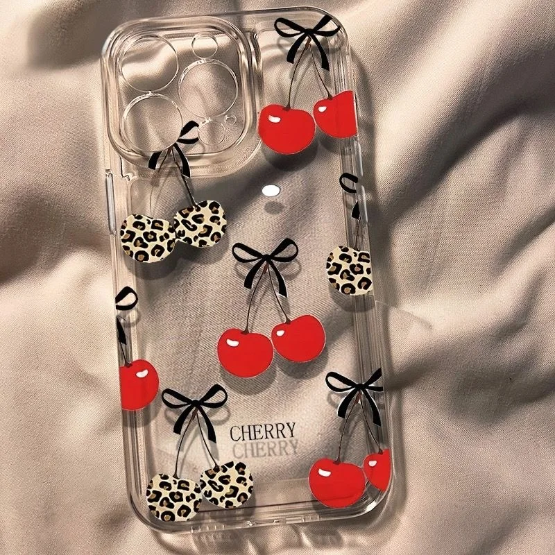 Leopard Cherry Clear TPU Phone Case