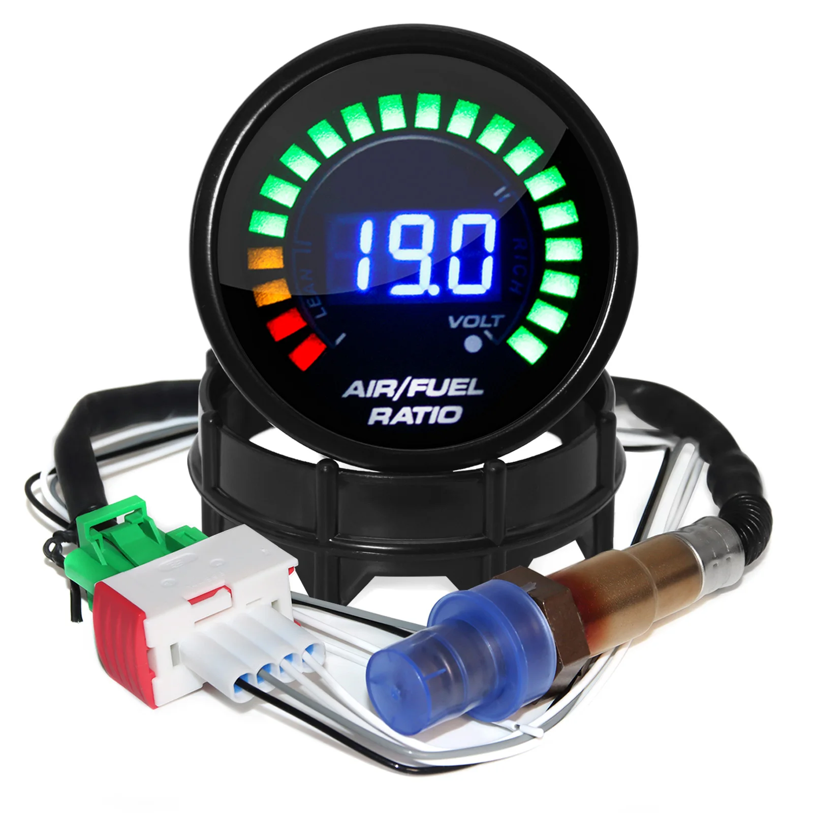 52mm Car Gauge Voltmeter Digital Air Fuel Ratio Gauge With Narrowband O2 Oxygen