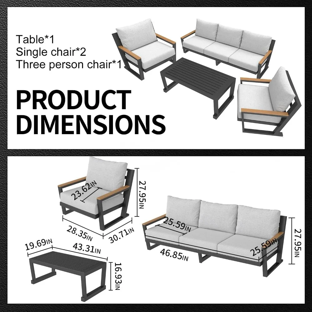 5-Seat Aluminum Outdoor Patio Set 2