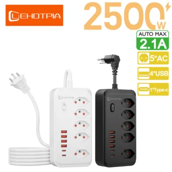 Switzerland Plug Wall Mounted AC Power Strip Multitap 1.8M Extension Cord Outlets And With USB C Chargeing Ports Network Adapter