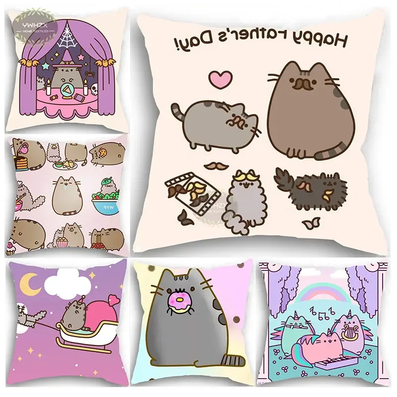 

Kawaii Chubby Cat Print Peach Skin Birthday Gifts Cute Cartoon Pattern Funny Cushion Cover Pillowcase Room Decoration Aesthetics