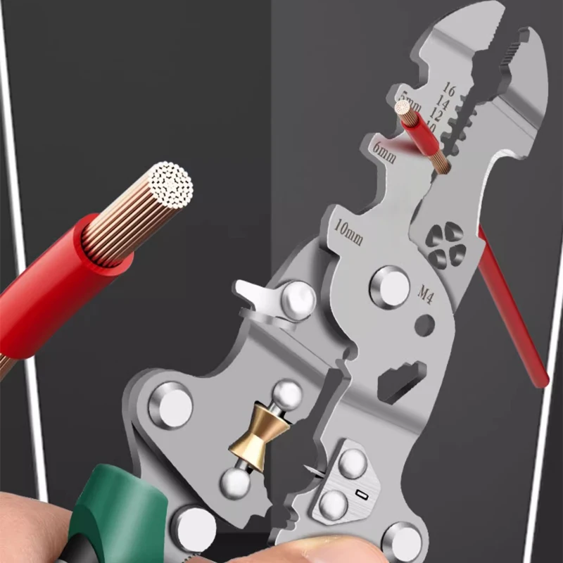 Collapsible Wire Stripping Pliers Cutting Crimping Terminals With Wrench Multi-function Electricians Professional Hand Tools