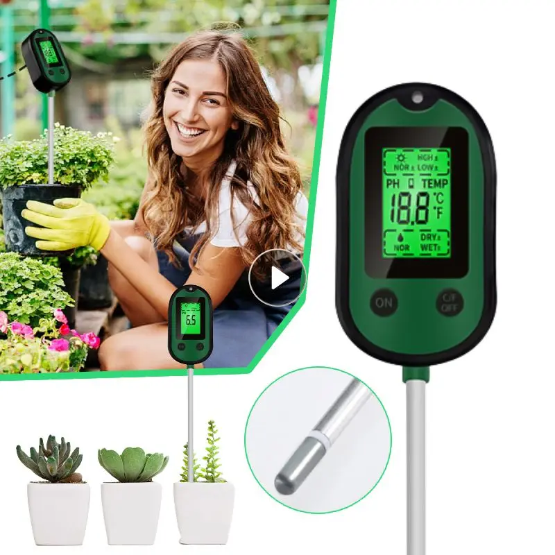 

5 In 1 Digital Soil Tester Soil PH Monitor Temperature Moisture Meter Soil Detector Sunlight Tester For Gardening Plants Farming