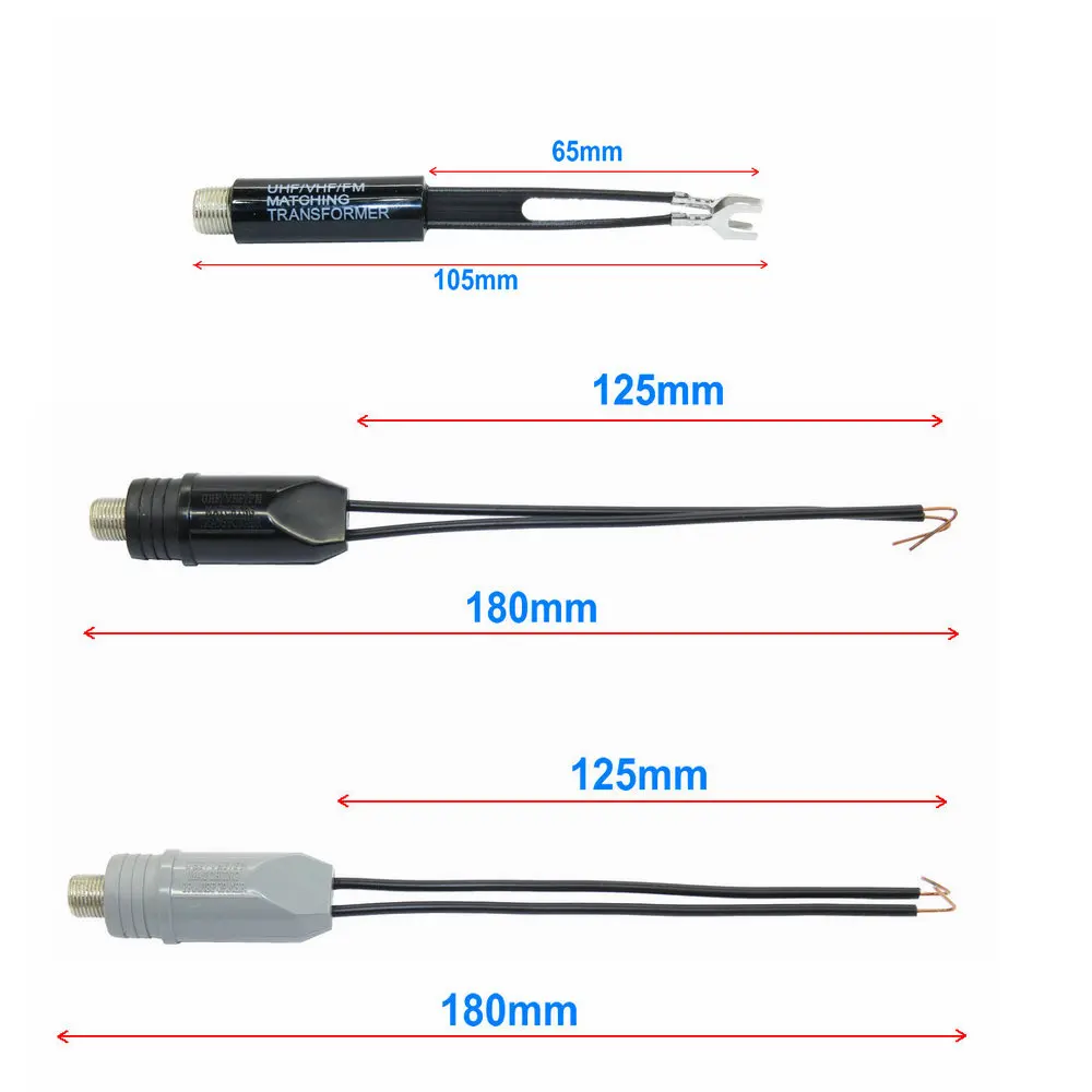 2pcs UHF VHF FM 75-300 Ohm or 300-75 Ohm TV Antenna Matching Transformer Coaxial Cable Adapter for Radio Cable Wire Antenna TV