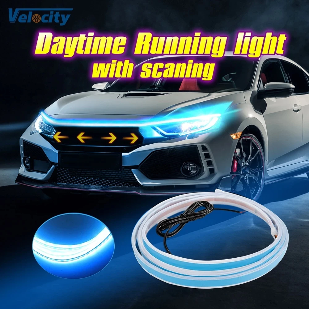 Scan Starting LED Car Hood Light Strip Auto Engine Hood Guide Decorative  Ambient Lamp 12v Modified Car Daytime Running Light - AliExpress