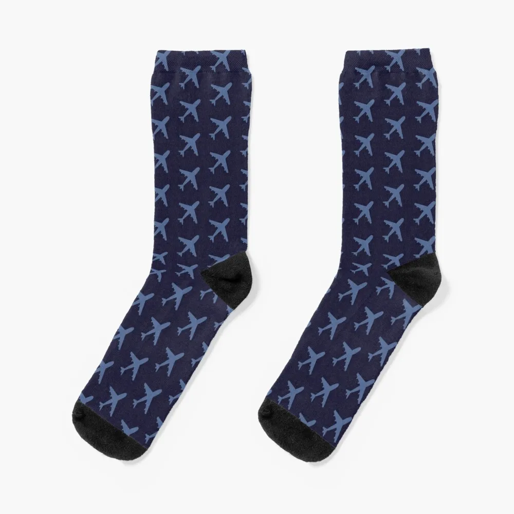 Blue Plane Pattern Socks Crossfit socks Soccer cute socks japanese fashion Socks Female Men's