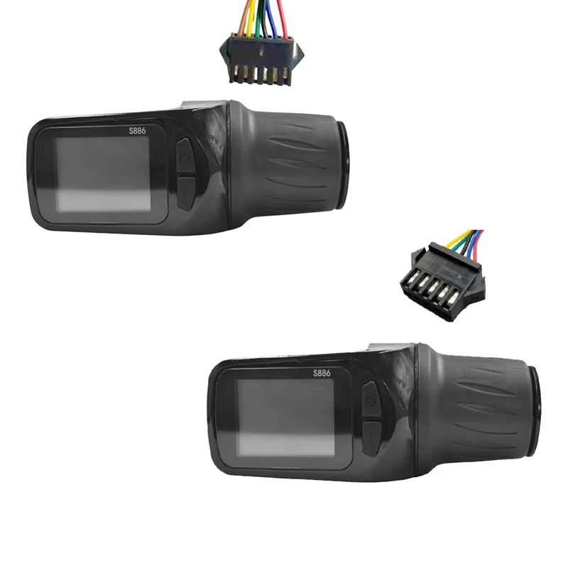 1 PCS 24V 36V 48V 60V S886 Ebike LCD Display Panel Adjust With Twist Throttle Fit For Electric Scooter Bicycle (SM Plug 6PIN)