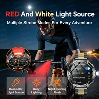 Montre connectée de sport avec batterie ultra grande capacité de 1400mAh, 1.7 pouces, fréquence cardiaque, lampe torche tactique puissante, étanche 5ATM, appel, montre intelligente pour hommes 3