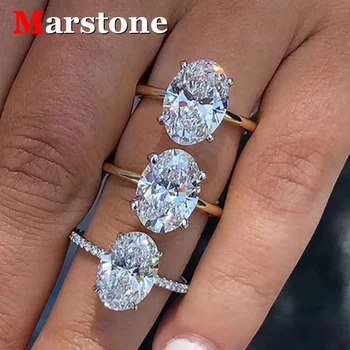 1-3CT Moissanite D Color VVS Diamond Women's Oval Radiant Ring S925 Silver Ring Plated White Gold Jewelry Rings for Women 1