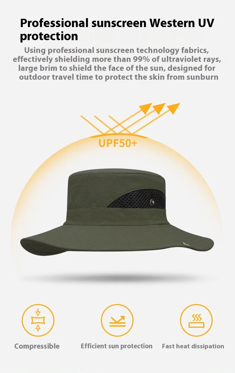 Description Picture 3 of itemMen'S Summer Outdoor Fishing Cap Breathable Sun Protection Large Brim Hat Fishing Sunshade Mountain Climbing Hat Xmz74
