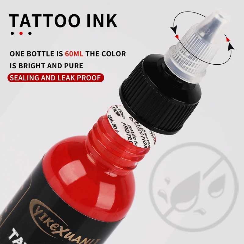 60ml red/black Tattoo Ink Pigment with box Body Art Tattoo Kits Professional Beauty Paints Makeup Tattoo Supplies Semi-permanent 4