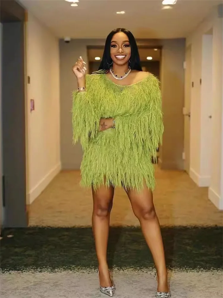 Wmstar Women Two Piece Dress Sets Long Sleeve Top and Tassel Skirts Elegant New Style Matching Outfits Wholesale Dropshipping