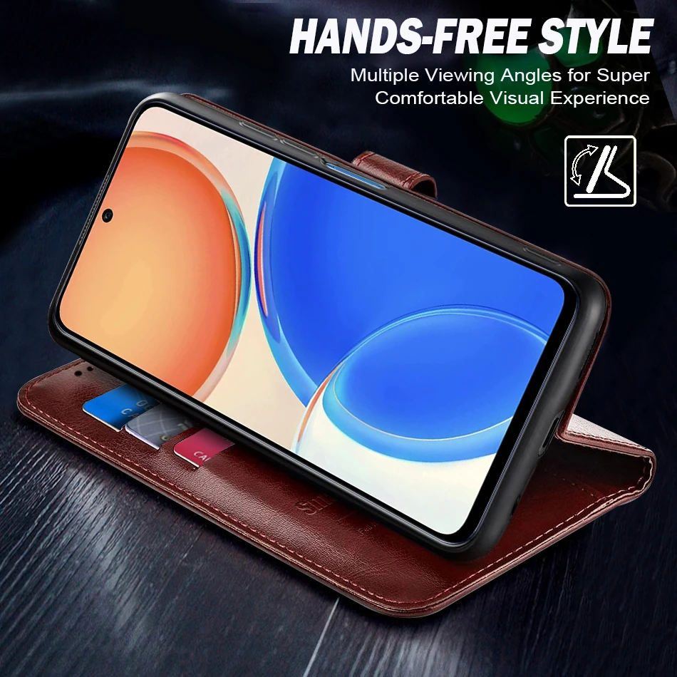Leather Flip Wallet Phone Case with Stand and Card Holder