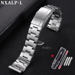 Premium Solid Stainless Steel Diving Watch Band with Adjustable Folding Buckle - 22mm (Silver)