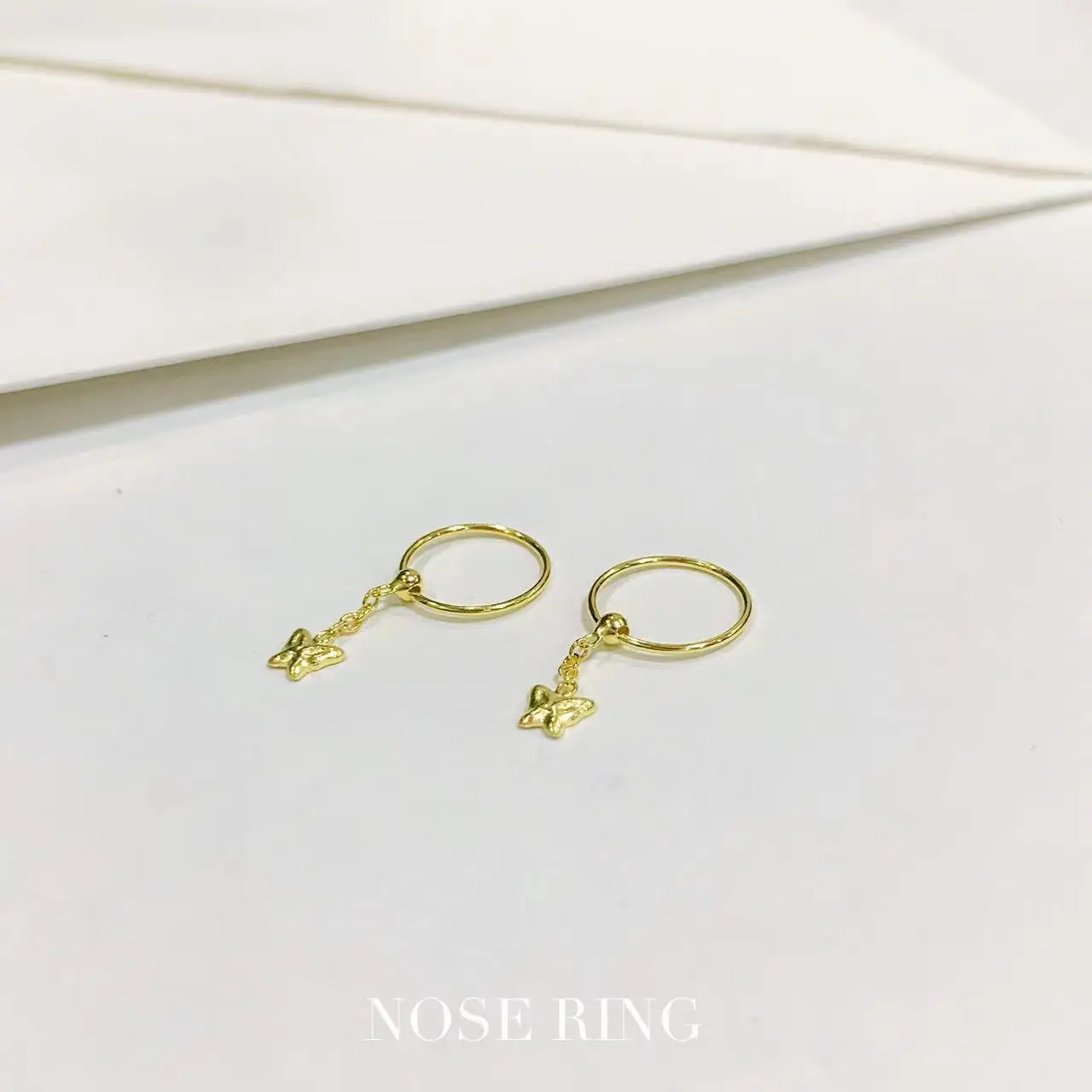 Box 20pcs 10MM Butterfly Ornament Nose Ring Nose Hoop Thin Nose Piercings Hoops Nose Piercing Rings Multicolor Jewelry