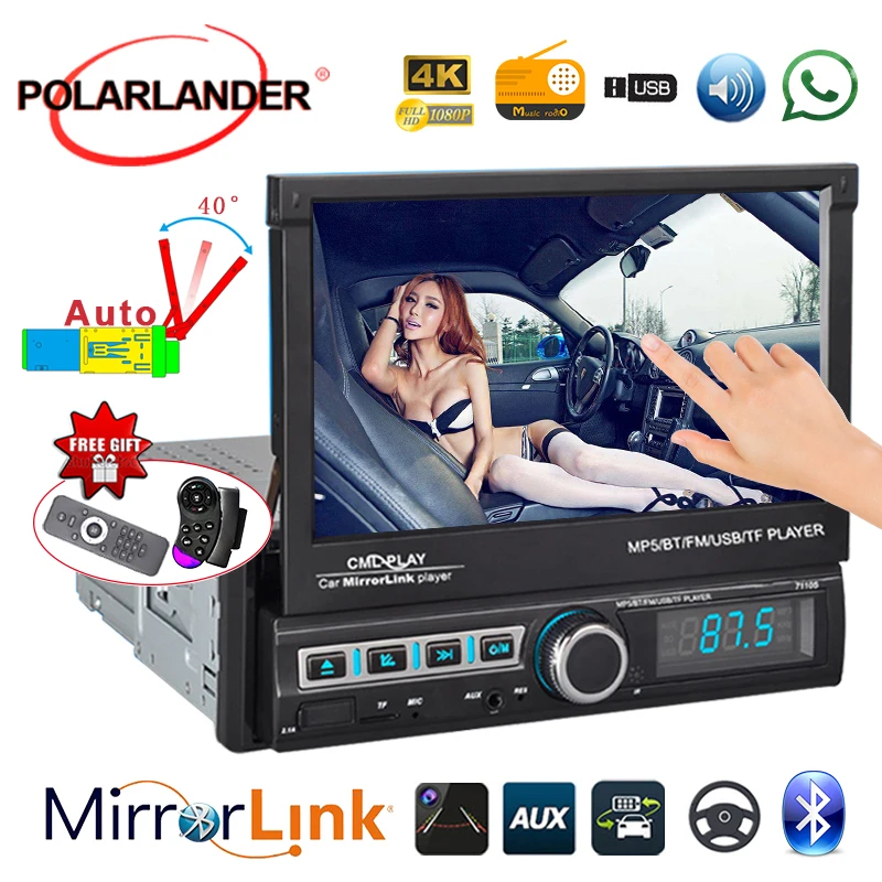 

7 inch Support Bluetooth U disk Car MP5 player High-definition Car Mobile Phone Interconnection Electric Retractable hands-free