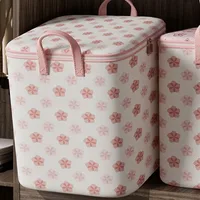 Cherry Blossom Clothes Storage Bins Large Capacity Dust-Proof Wardrobe Sorting Storage Bucket Foldable with Handle 2