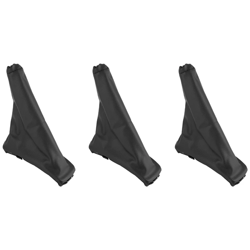 3Pcs Handbrake Gaiter Cover Hand Brake Boot Black PU Leather For Chevrolet Spark 2011-