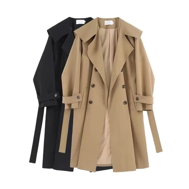 

British style and cotton windbreaker women's slim long slim waist small coat spring and autumn new style