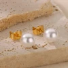Boucles d'oreilles circulaires pour femmes, Vintage, Punk, Baroque, perles, Clip d'oreille en acier inoxydable, bijoux pour femmes, Imitation de perles, cadeau Mujer