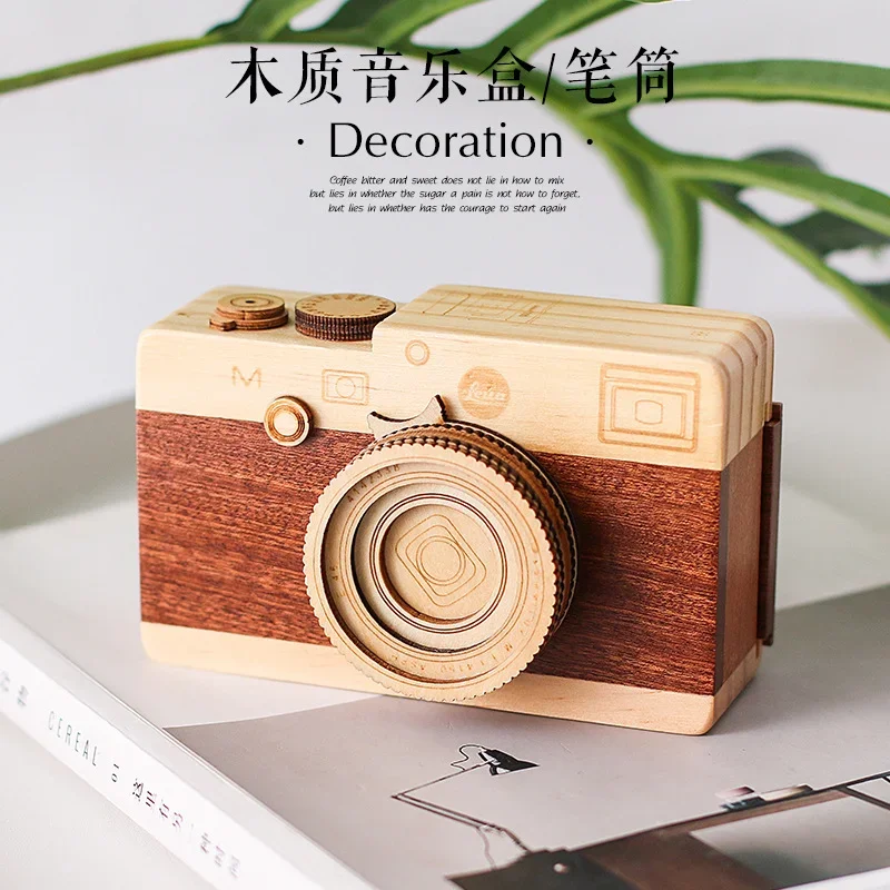 Pencil Holder Camera-shaped Wood for Office