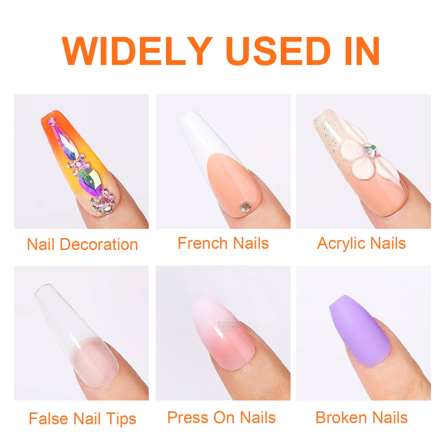 Super Strong Nail Glue For Press On False Nail Tips, Acrylic Fake Nails,Long-lasting Adhesion, Rhinestone Glue With Fast Drying 3