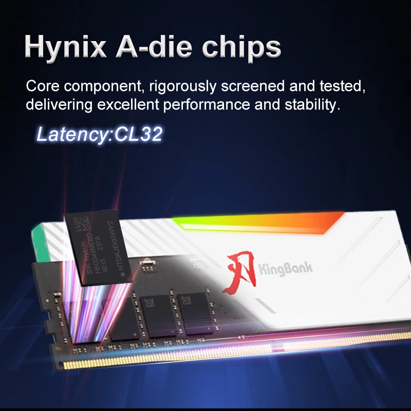 KingBank DDR5 RGB White Memory 32GB【16GBx2】/ 16GB 6800MHz Hynix